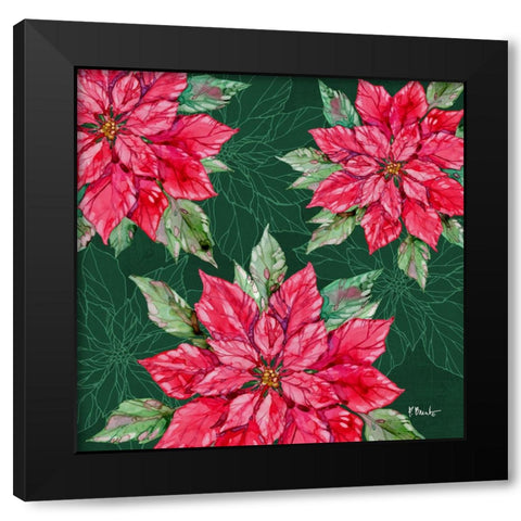 Fiona Poinsettias II - Green Black Modern Wood Framed Art Print by Brent, Paul