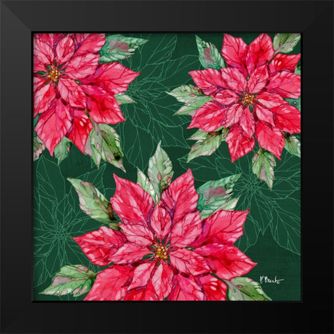 Fiona Poinsettias II - Green Black Modern Wood Framed Art Print by Brent, Paul