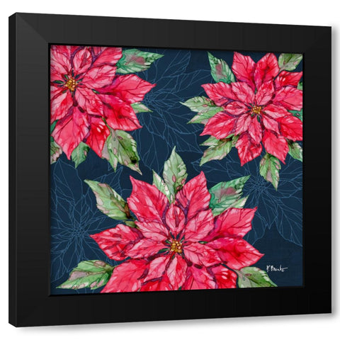 Fiona Poinsettias II - Navy Black Modern Wood Framed Art Print by Brent, Paul