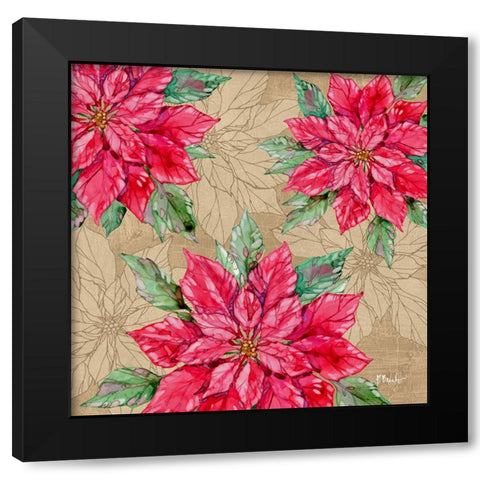 Fiona Poinsettias II Black Modern Wood Framed Art Print by Brent, Paul