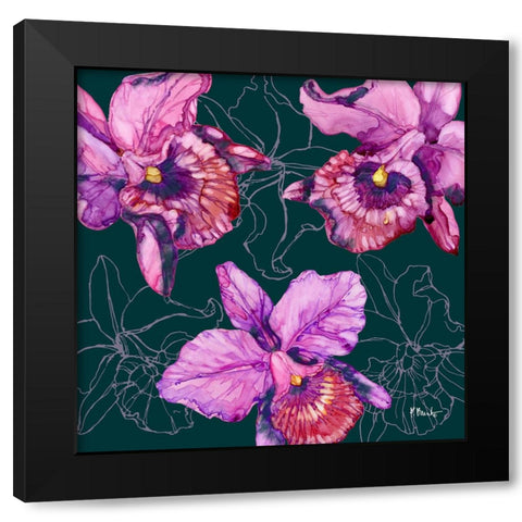 Hilo Orchids Black Modern Wood Framed Art Print with Double Matting by Brent, Paul