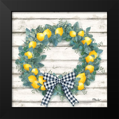 Lemon Wreath I Black Modern Wood Framed Art Print by Brent, Paul