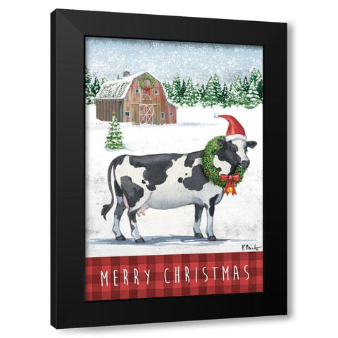 Christmas Cow Black Modern Wood Framed Art Print by Brent, Paul