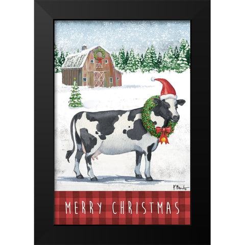 Christmas Cow Black Modern Wood Framed Art Print by Brent, Paul