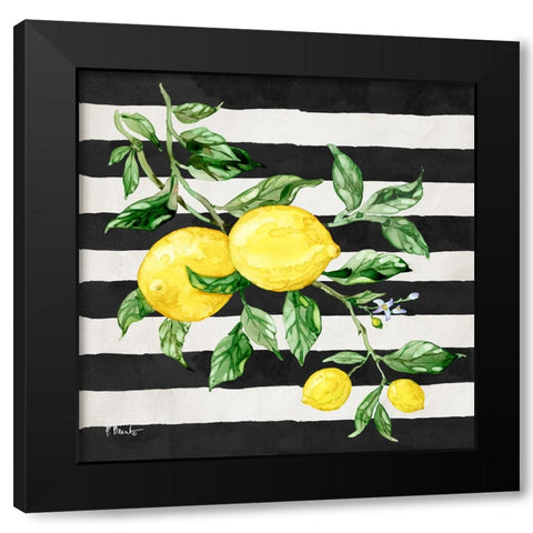 Sicilian Lemons I - Stripes Black Modern Wood Framed Art Print by Brent, Paul