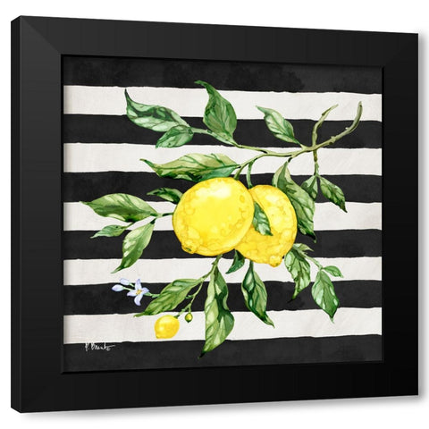 Sicilian Lemons II - Stripes Black Modern Wood Framed Art Print with Double Matting by Brent, Paul