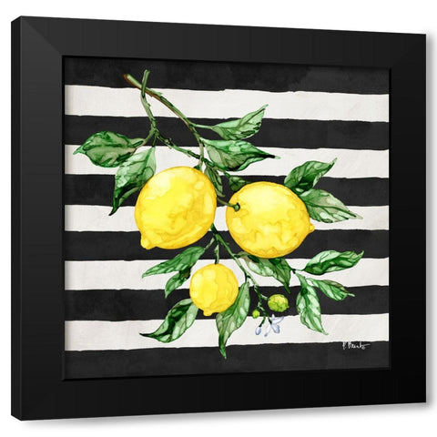 Sicilian Lemons III - Stripes Black Modern Wood Framed Art Print by Brent, Paul