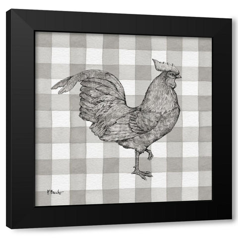 Lined Rooster I Black Modern Wood Framed Art Print by Brent, Paul