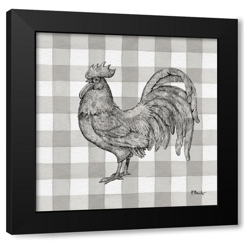 Lined Rooster II Black Modern Wood Framed Art Print by Brent, Paul