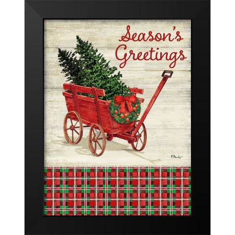 Christmas Wagon Vertical II Black Modern Wood Framed Art Print by Brent, Paul