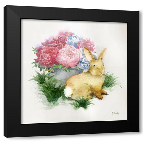Floral Rabbit I Black Modern Wood Framed Art Print with Double Matting by Brent, Paul