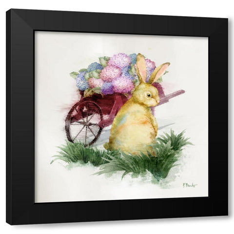 Floral Rabbit III Black Modern Wood Framed Art Print by Brent, Paul