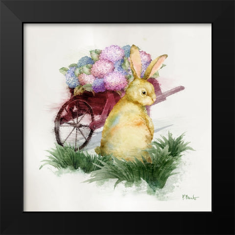 Floral Rabbit III Black Modern Wood Framed Art Print by Brent, Paul