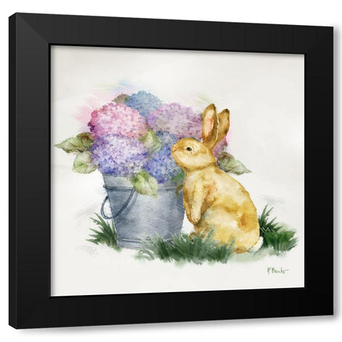 Floral Rabbit IV Black Modern Wood Framed Art Print by Brent, Paul