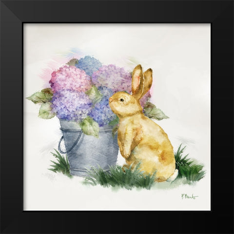 Floral Rabbit IV Black Modern Wood Framed Art Print by Brent, Paul