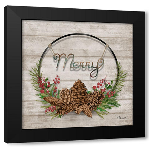 Wreath Greeting IV Black Modern Wood Framed Art Print with Double Matting by Brent, Paul