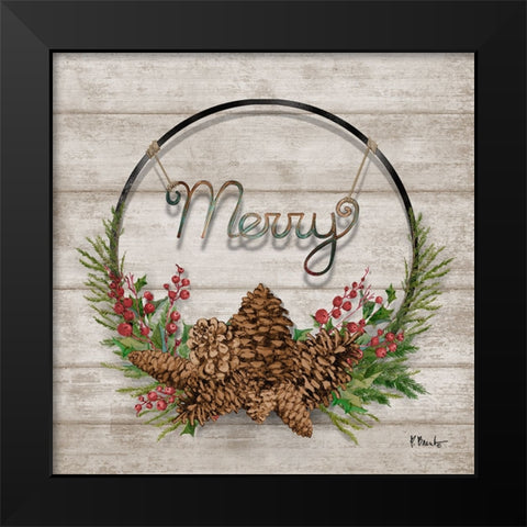 Wreath Greeting IV Black Modern Wood Framed Art Print by Brent, Paul