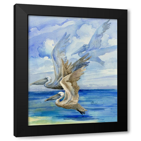 Pelican Trio Black Modern Wood Framed Art Print by Brent, Paul