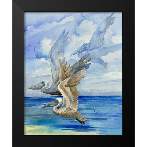 Pelican Trio Black Modern Wood Framed Art Print by Brent, Paul
