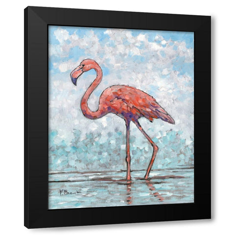 Impressions of Flamingos I Black Modern Wood Framed Art Print by Brent, Paul