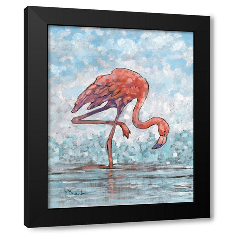 Impressions of Flamingos II Black Modern Wood Framed Art Print by Brent, Paul