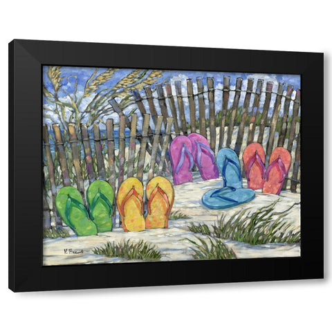 Impressions of Flip Flops Black Modern Wood Framed Art Print with Double Matting by Brent, Paul