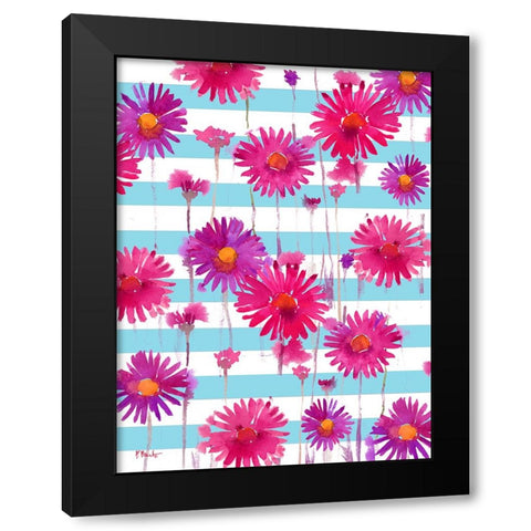 Floral Cascade I - Fuchsia Black Modern Wood Framed Art Print with Double Matting by Brent, Paul