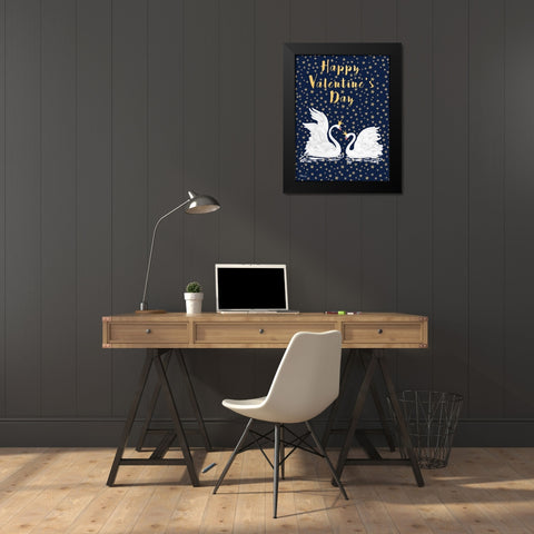Swans and Stars Vertical Black Modern Wood Framed Art Print by Brent, Paul