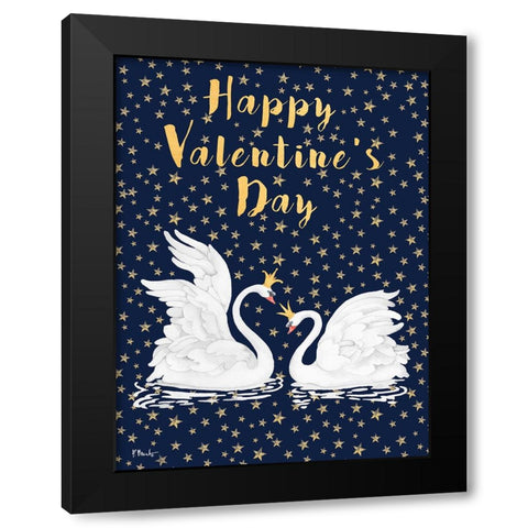 Swans and Stars Vertical Black Modern Wood Framed Art Print with Double Matting by Brent, Paul