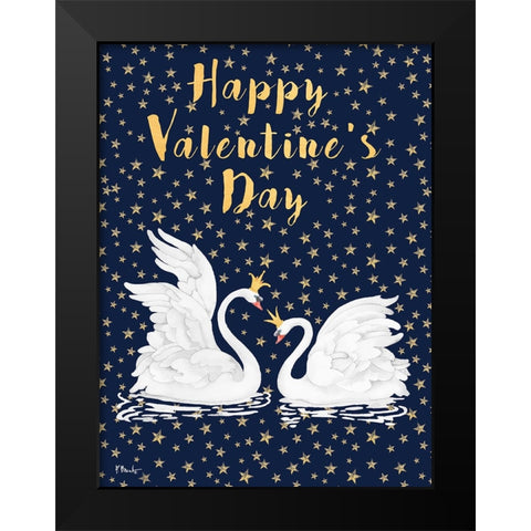 Swans and Stars Vertical Black Modern Wood Framed Art Print by Brent, Paul