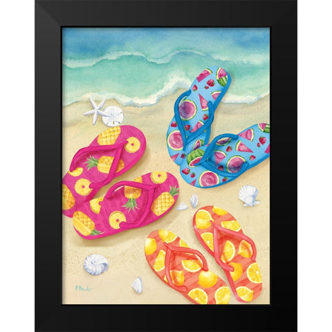 Fruity Flip Flops Vertical Black Modern Wood Framed Art Print by Brent, Paul
