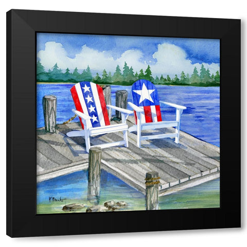 Patriotic Dock I Black Modern Wood Framed Art Print by Brent, Paul