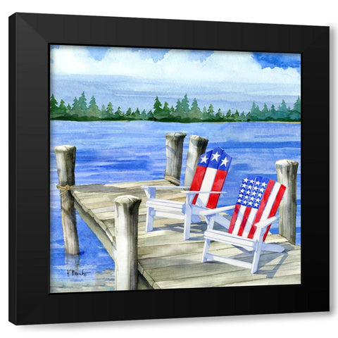 Patriotic Dock II Black Modern Wood Framed Art Print by Brent, Paul