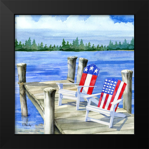 Patriotic Dock II Black Modern Wood Framed Art Print by Brent, Paul