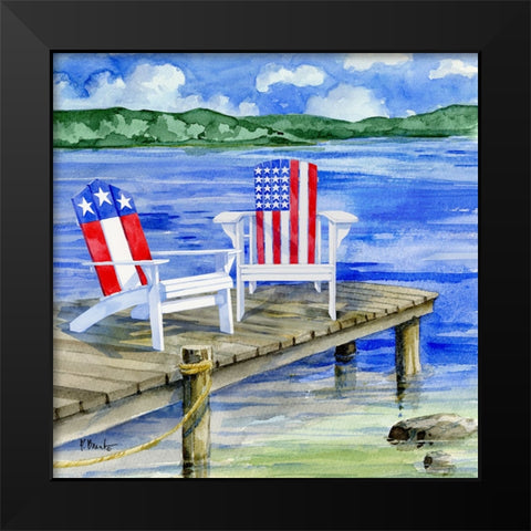 Patriotic Dock III Black Modern Wood Framed Art Print by Brent, Paul