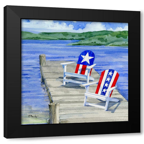 Patriotic Dock IV Black Modern Wood Framed Art Print by Brent, Paul