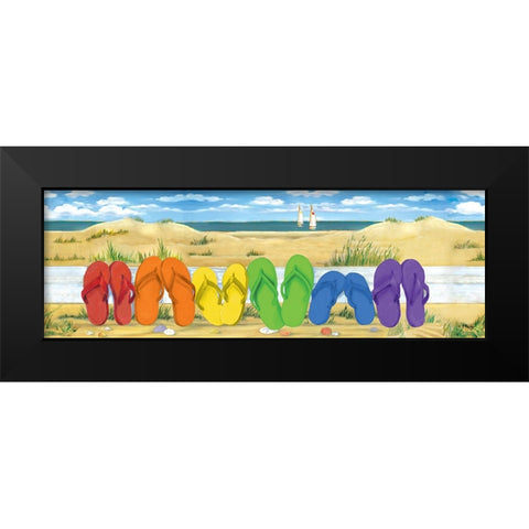 Rainbow Flip Flops Black Modern Wood Framed Art Print by Brent, Paul