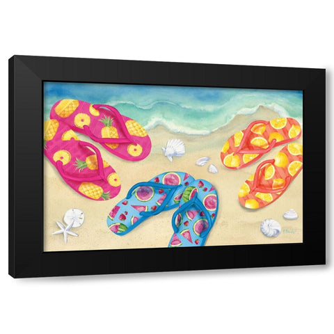 Fruity Flip Flops Horizontal I Black Modern Wood Framed Art Print with Double Matting by Brent, Paul