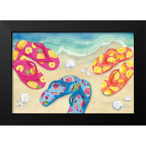 Fruity Flip Flops Horizontal I Black Modern Wood Framed Art Print by Brent, Paul