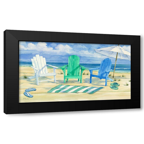 Grayton Beach Chairs Black Modern Wood Framed Art Print with Double Matting by Brent, Paul