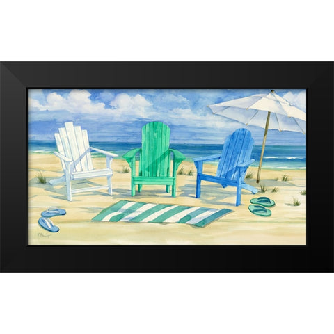 Grayton Beach Chairs Black Modern Wood Framed Art Print by Brent, Paul