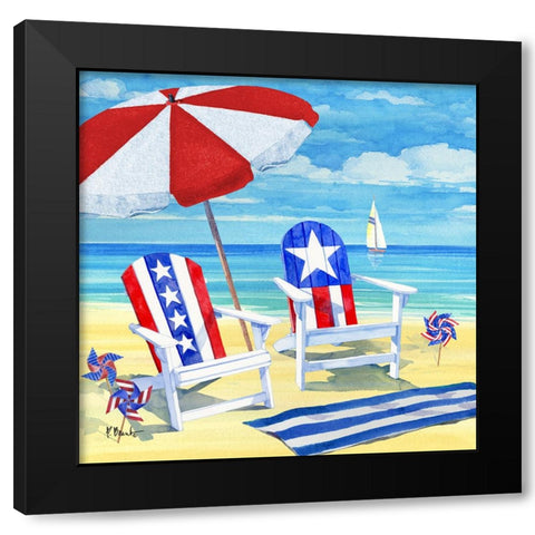 Patriotic Beach I Black Modern Wood Framed Art Print by Brent, Paul