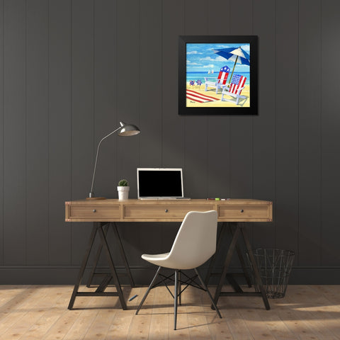 Patriotic Beach II Black Modern Wood Framed Art Print by Brent, Paul