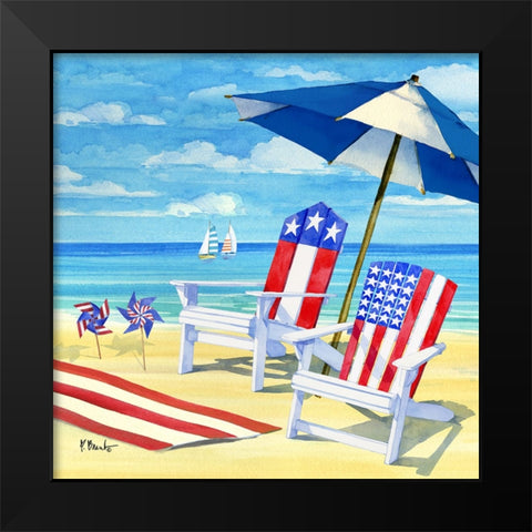 Patriotic Beach II Black Modern Wood Framed Art Print by Brent, Paul