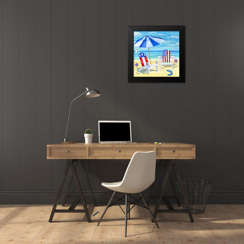 Patriotic Beach III Black Modern Wood Framed Art Print by Brent, Paul