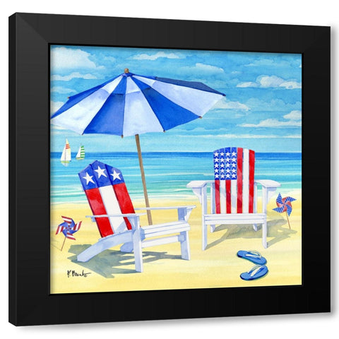 Patriotic Beach III Black Modern Wood Framed Art Print by Brent, Paul