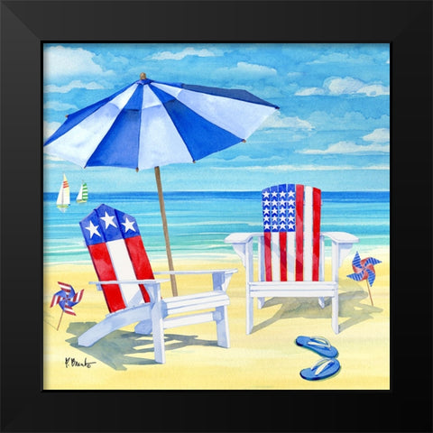 Patriotic Beach III Black Modern Wood Framed Art Print by Brent, Paul