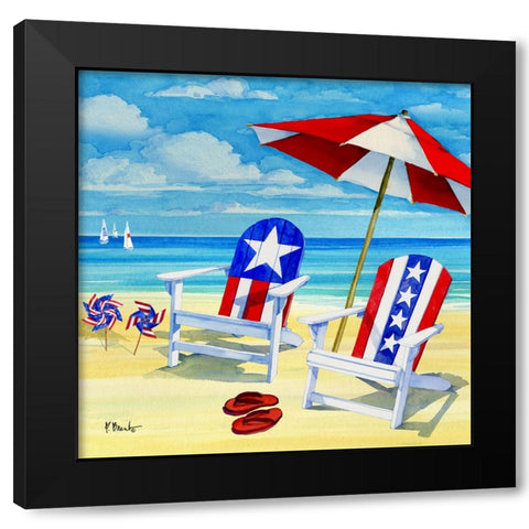 Patriotic Beach IV Black Modern Wood Framed Art Print by Brent, Paul
