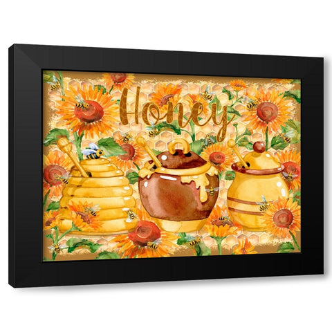 Honey Pots and Sunflowers Black Modern Wood Framed Art Print with Double Matting by Brent, Paul