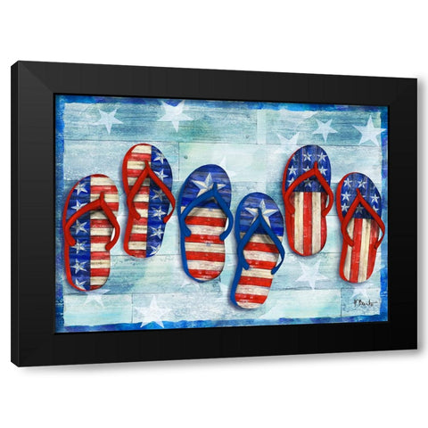 Freedom Flip Flops Horizontal Black Modern Wood Framed Art Print by Brent, Paul